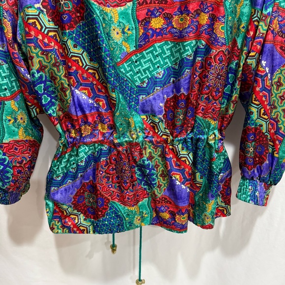 Lavon Petites PM Vintage Windbreaker Jacket Festival Retro Patchwork Print Event - Picture 14 of 16